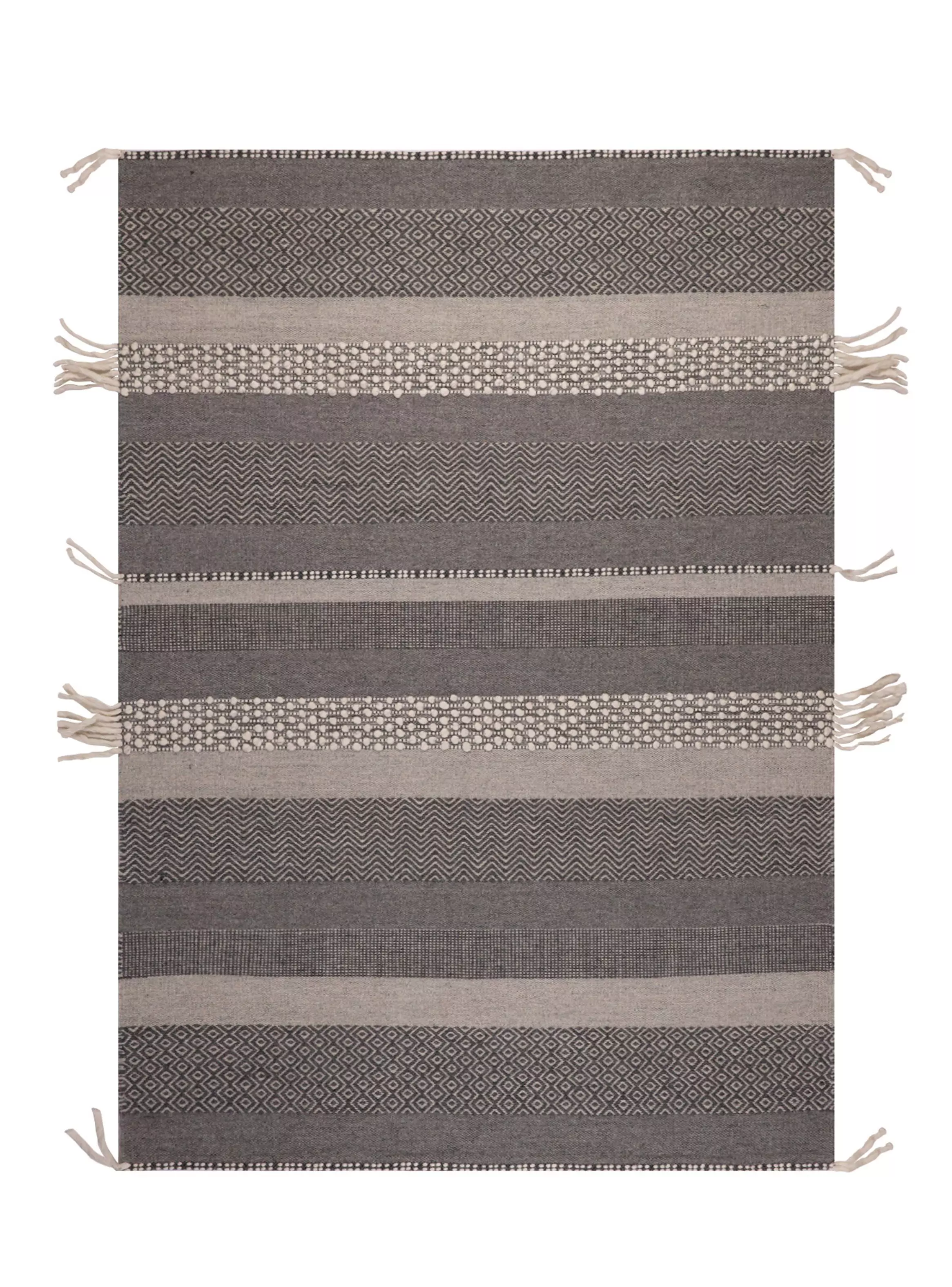 Miniatura de Alfombra 190x290 cm Wool Tribal Rayas Gris