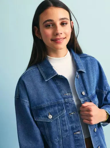 Miniatura de Chaqueta Denim Oversized con Roturas