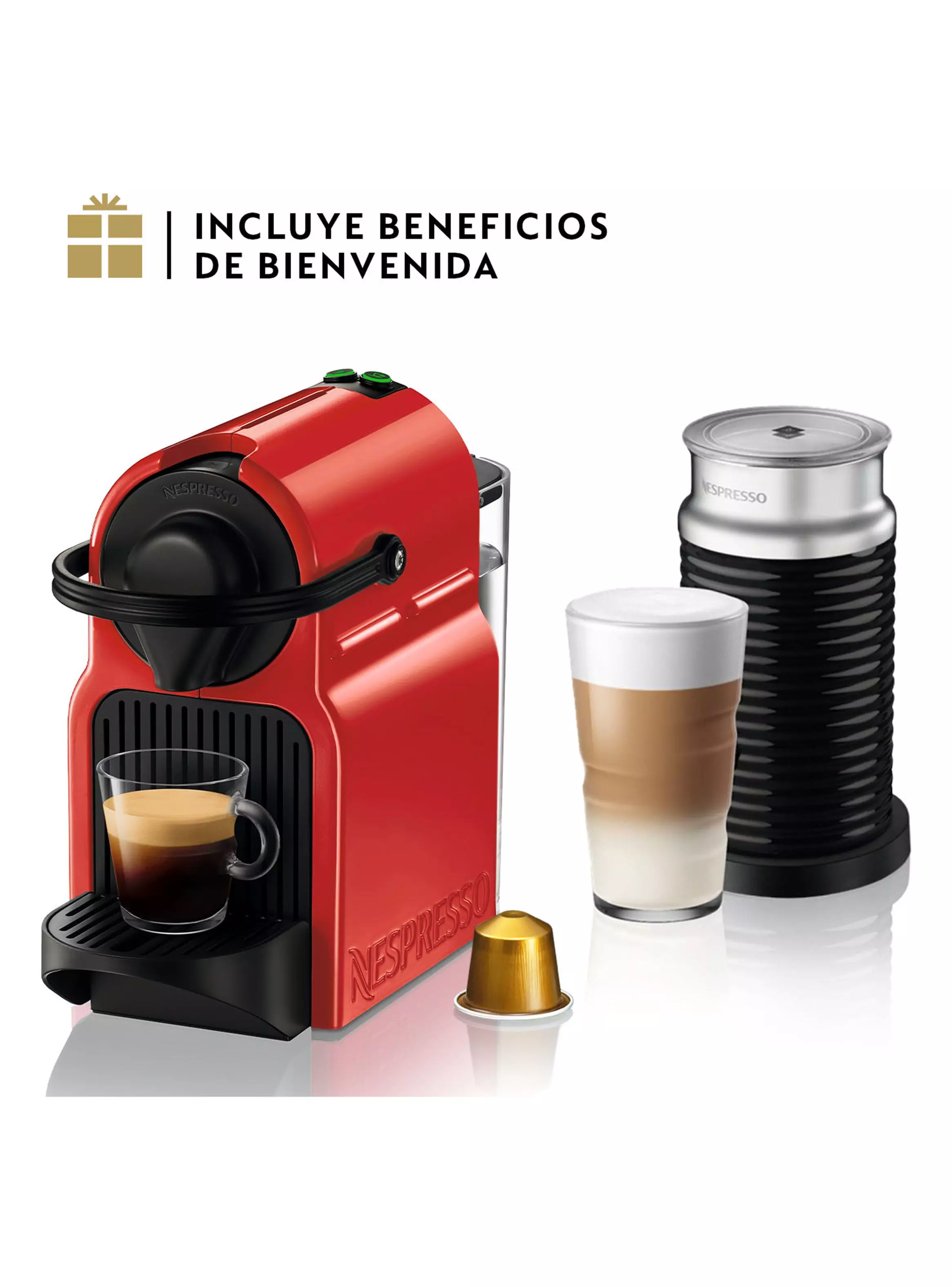Imagen ampliada #1 para Cafetera de Cpsulas Inissia Roja  Espumador de Leche Aeroccino 3