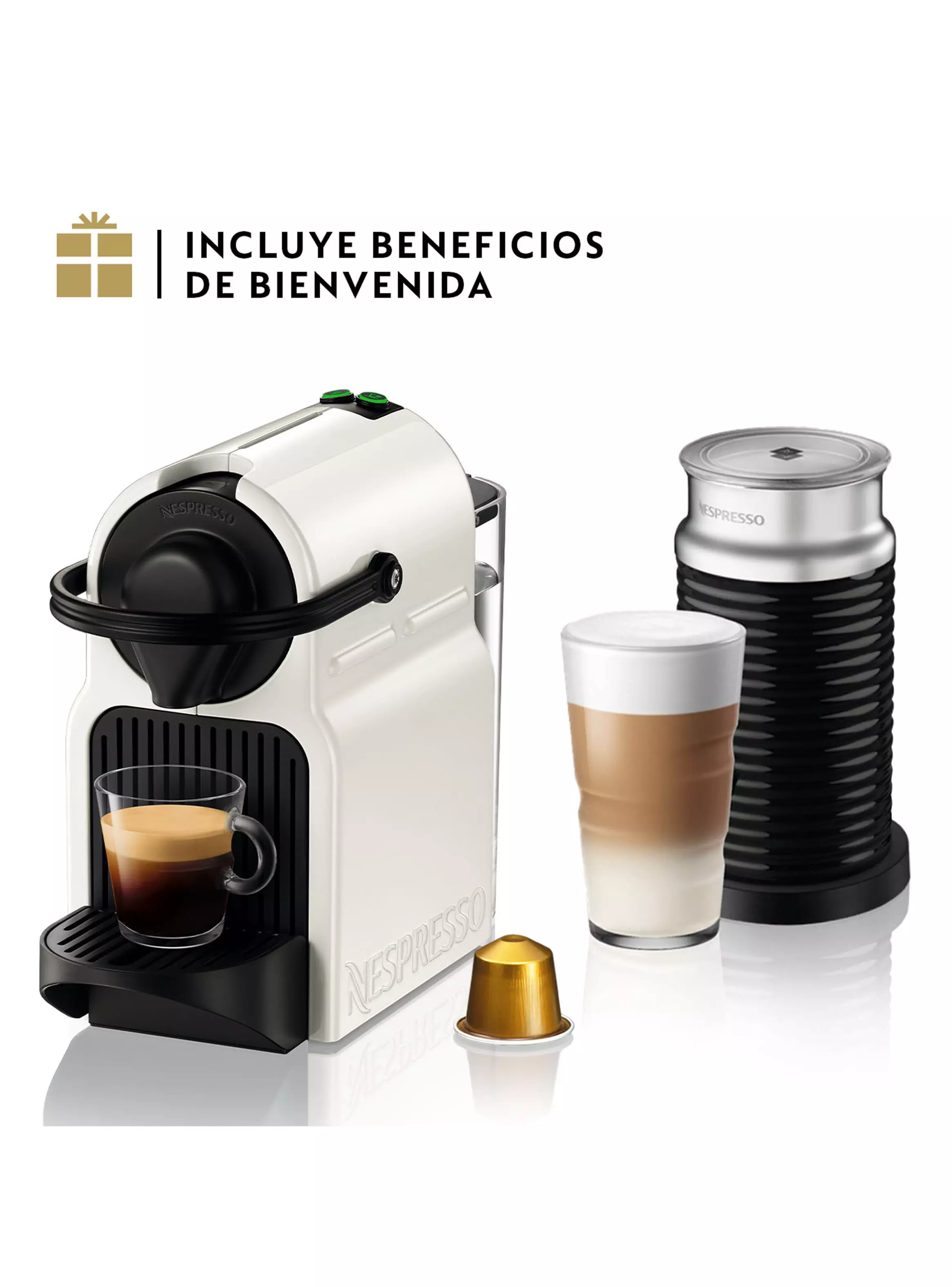 Imagen ampliada #1 para Cafetera de Cpsulas Inissia Blanca  Espumador de Leche Aeroccino 3