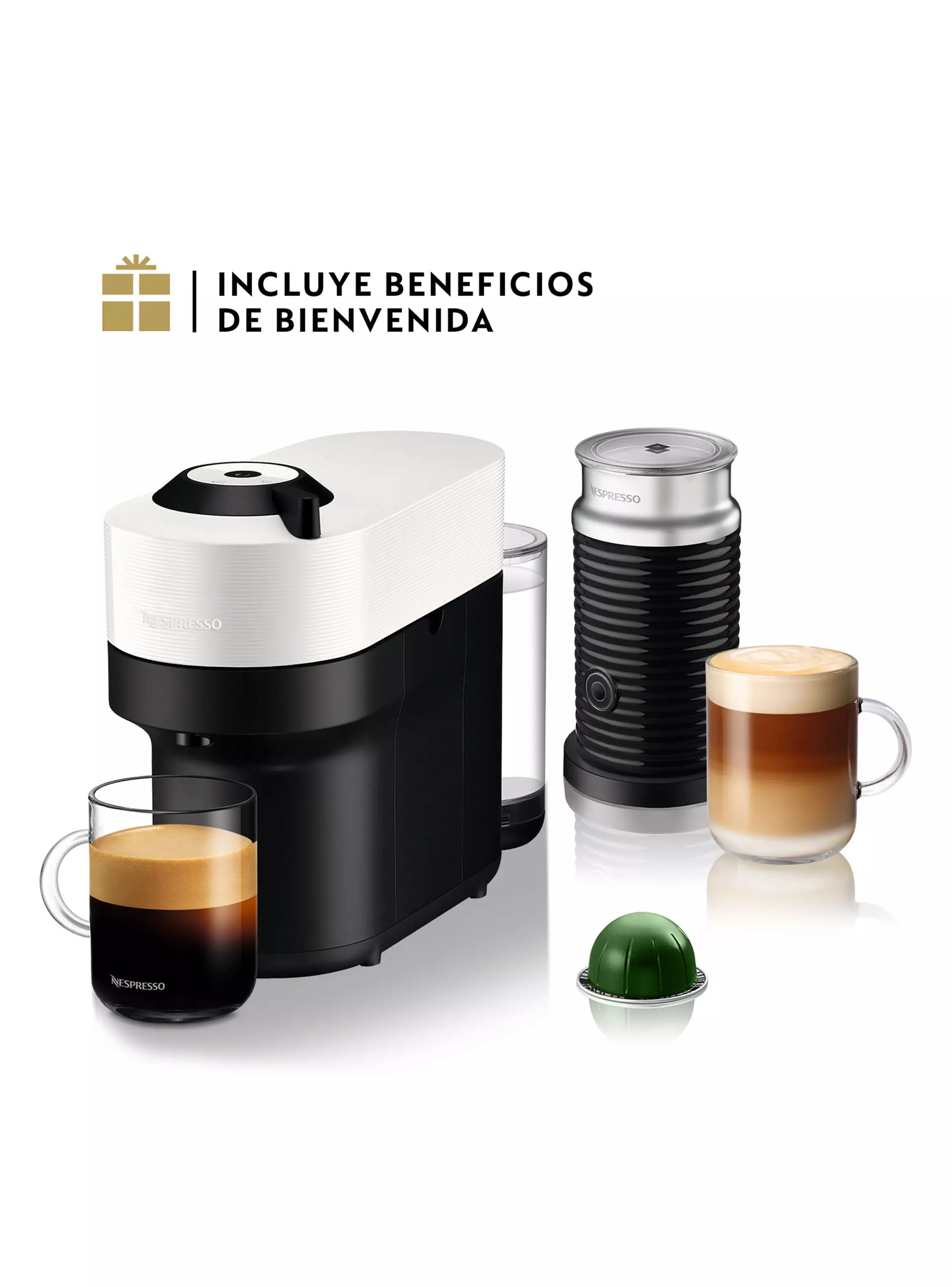 Imagen ampliada #1 para Cafetera Vertuo Pop Blanca  Espumador de Leche Aeroccino 3