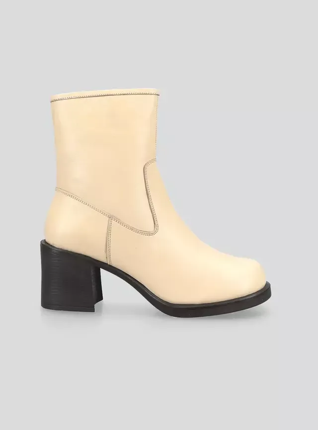 Miniatura de Botn Caa Ajustada Taco Columna Cuero Mujer