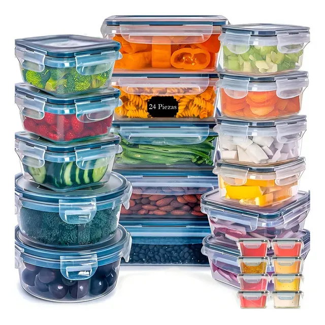 Miniatura de Juego de 24 tarros Croix apilables con tapa y cierre hermticos Color transparente