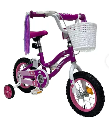 Miniatura de Bicicleta Infantil 12 con Canasto y Ruedas Laterales Rosado