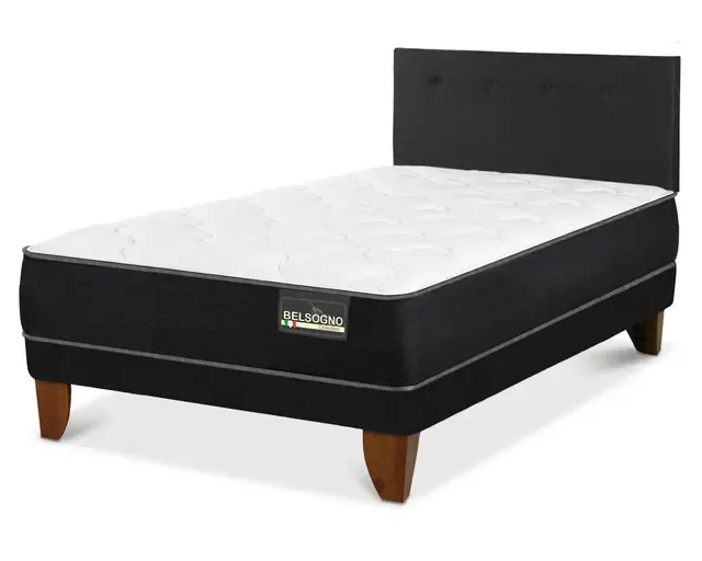 Miniatura de Cama europea 2 plazas Belsogno Plus  respaldo Black