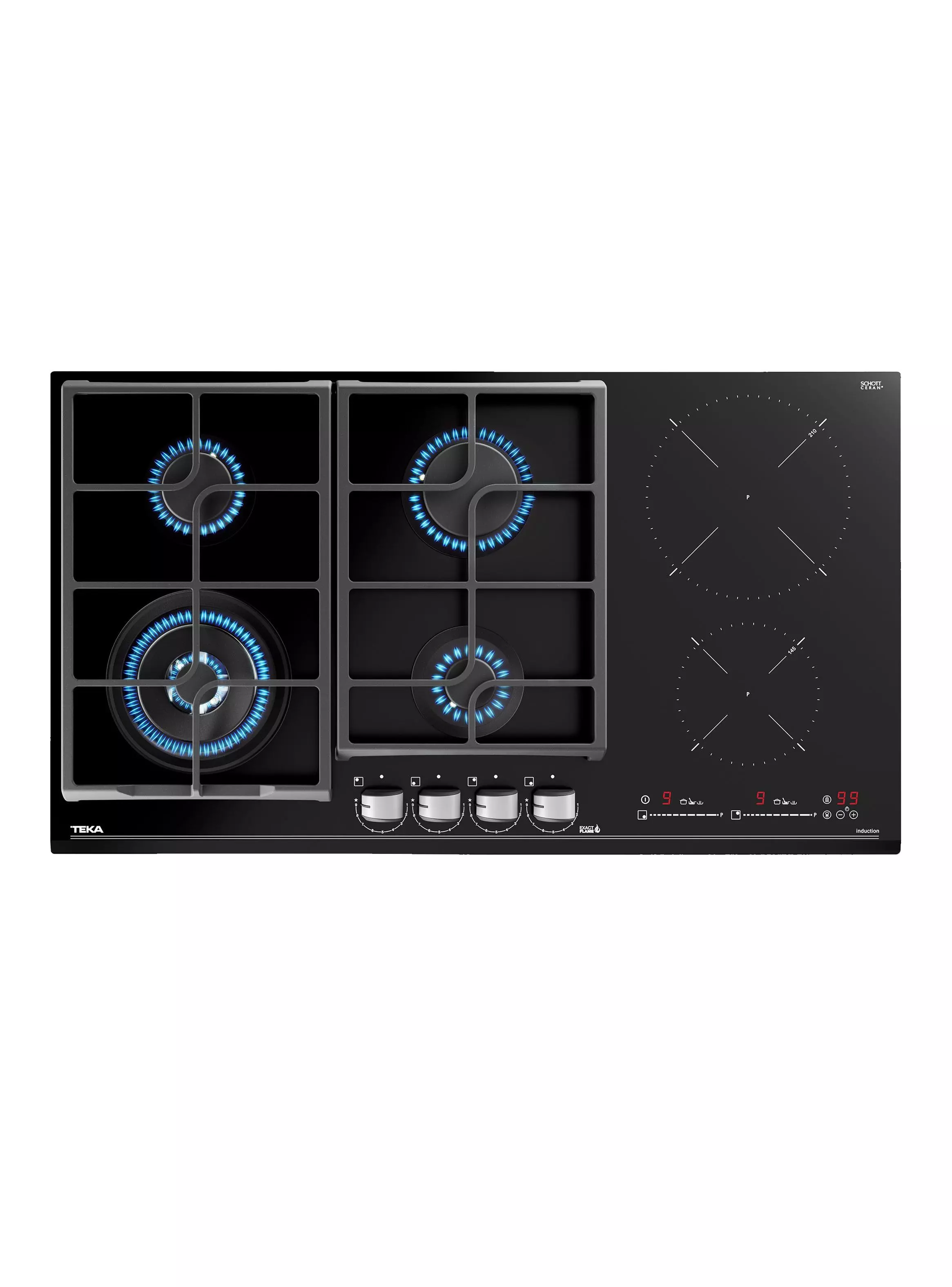 Imagen ampliada #1 para Encimera Cristal Gas  Induccin 6 Quemadores JZC 96342 BBB BK