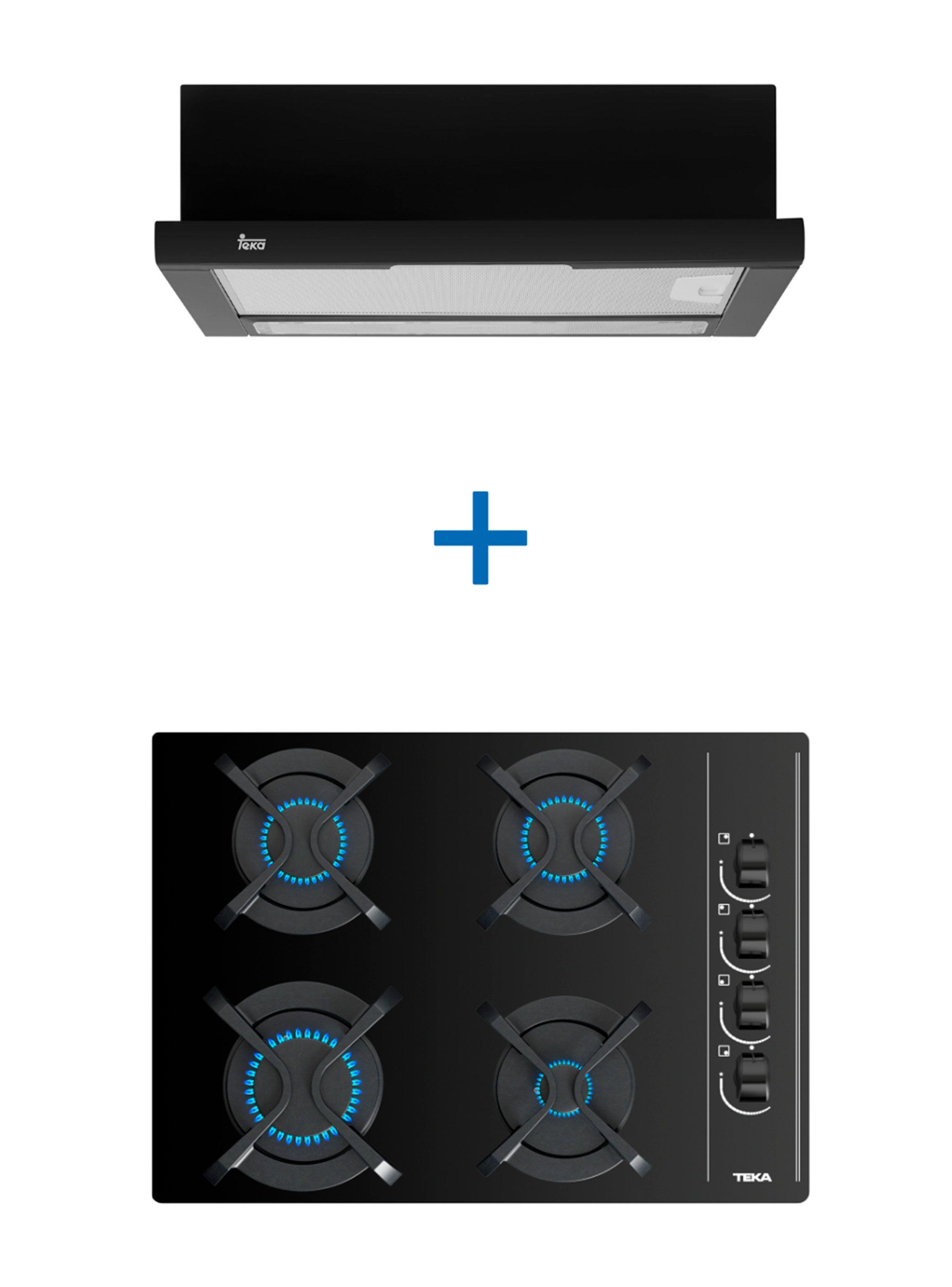 Miniatura de Kit Empotrable Encimera Cristal Gas GBC 64003 KBB BK  Campana TL 6310 Negro