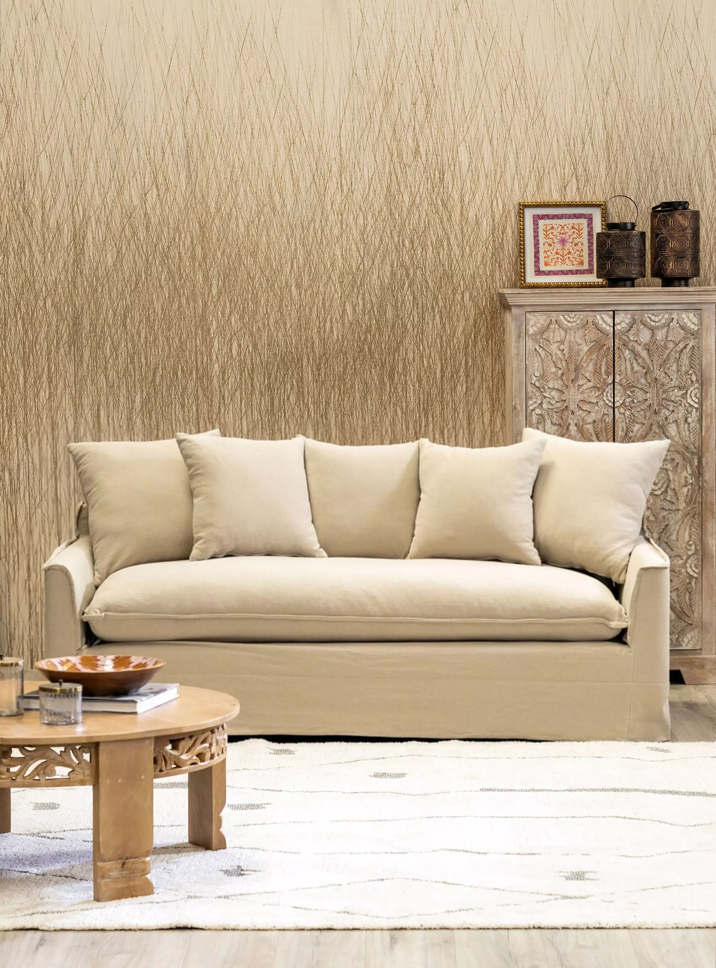 Miniatura de Sof Bali Lino 3 Cuerpos