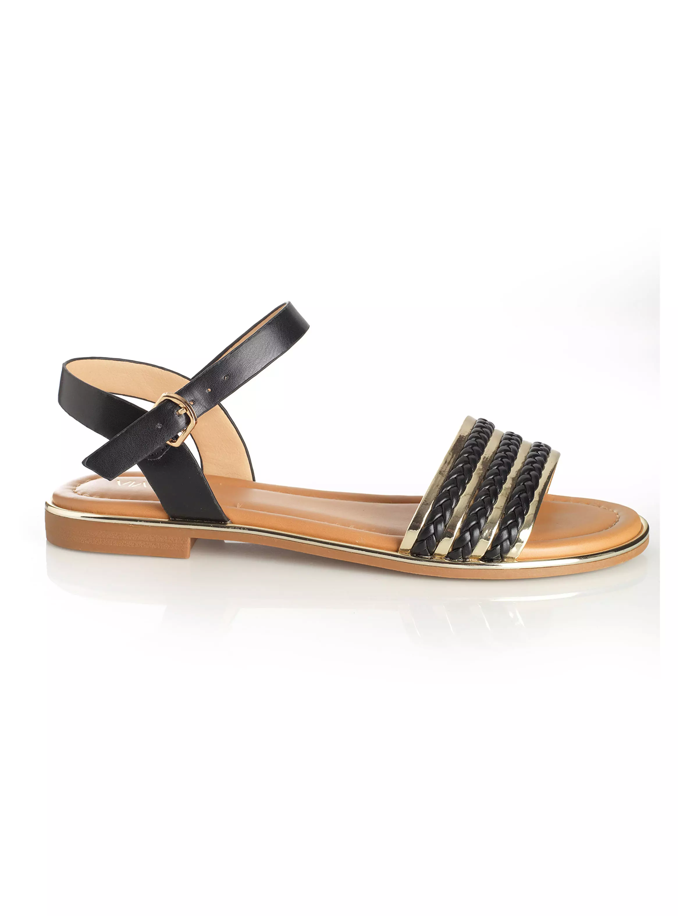 Imagen ampliada #1 para Sandalia Plana Detalles Metalizado Mujer