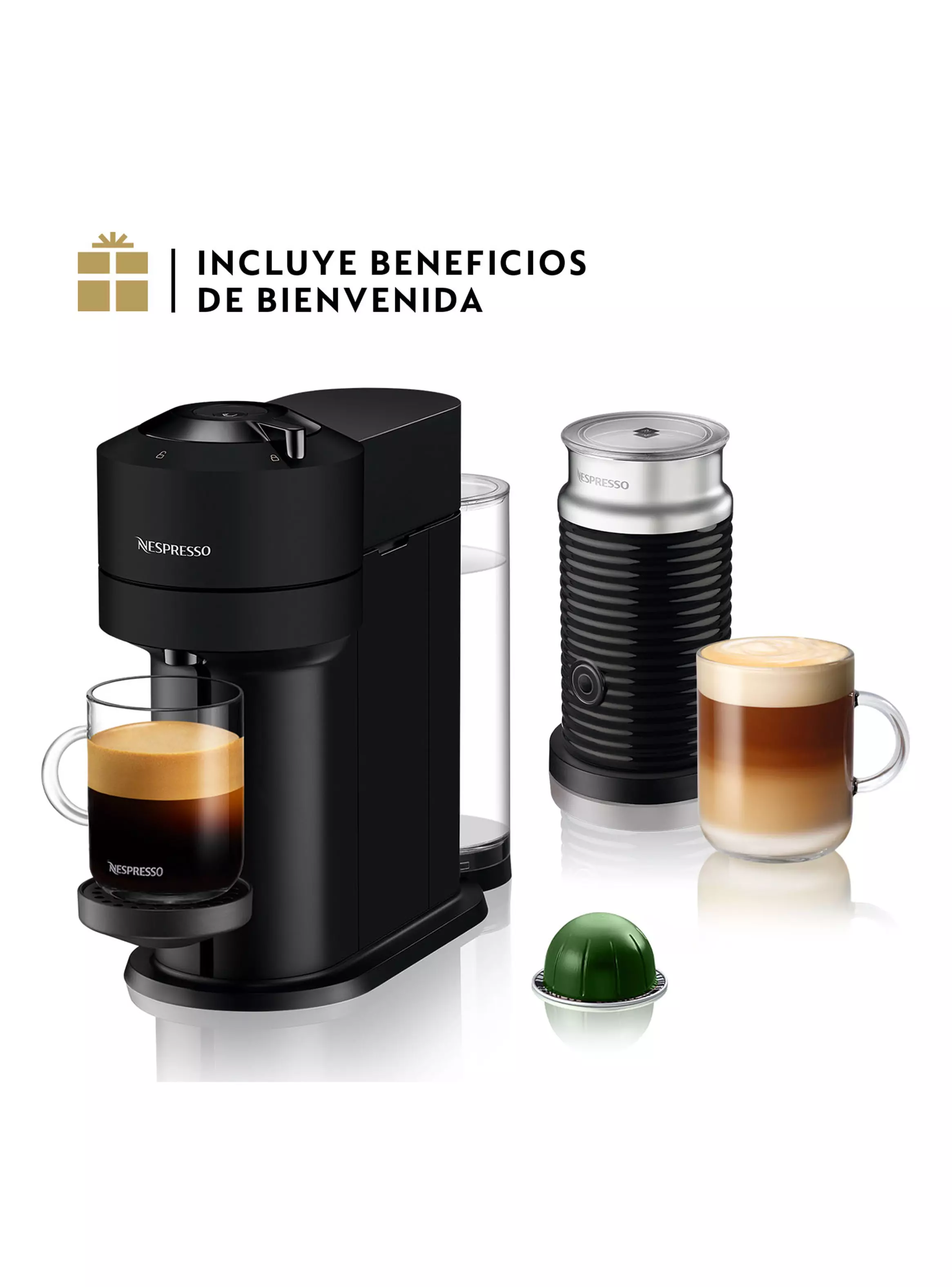 Miniatura de Cafetera de Cpsulas Vertuo Next Negra  Espumador de Leche Aeroccino 3