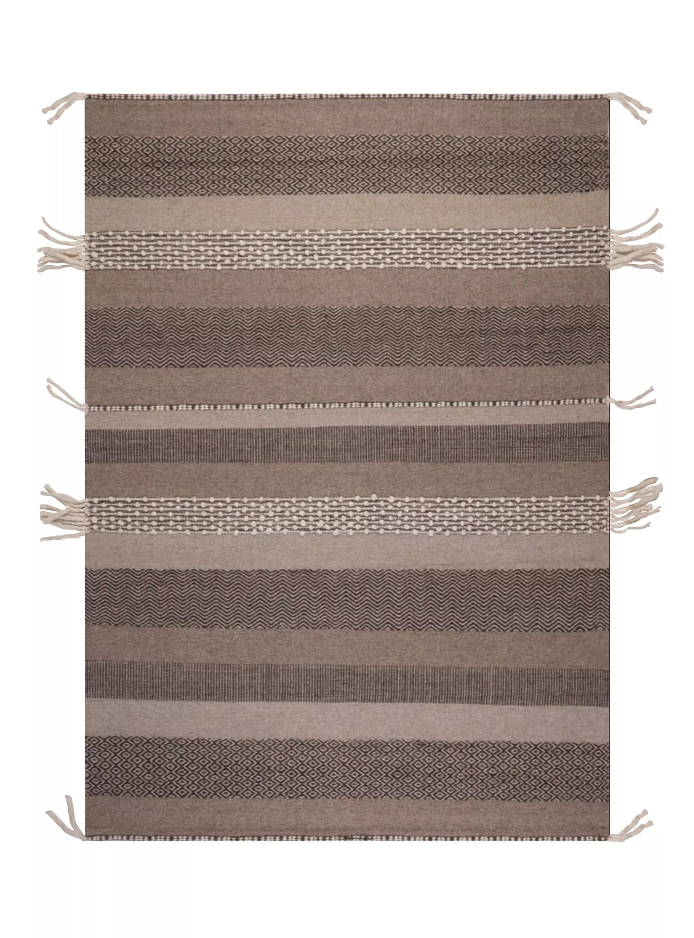 Imagen ampliada #1 para Alfombra 240x340 cm Wool Tribal Rayas Caf